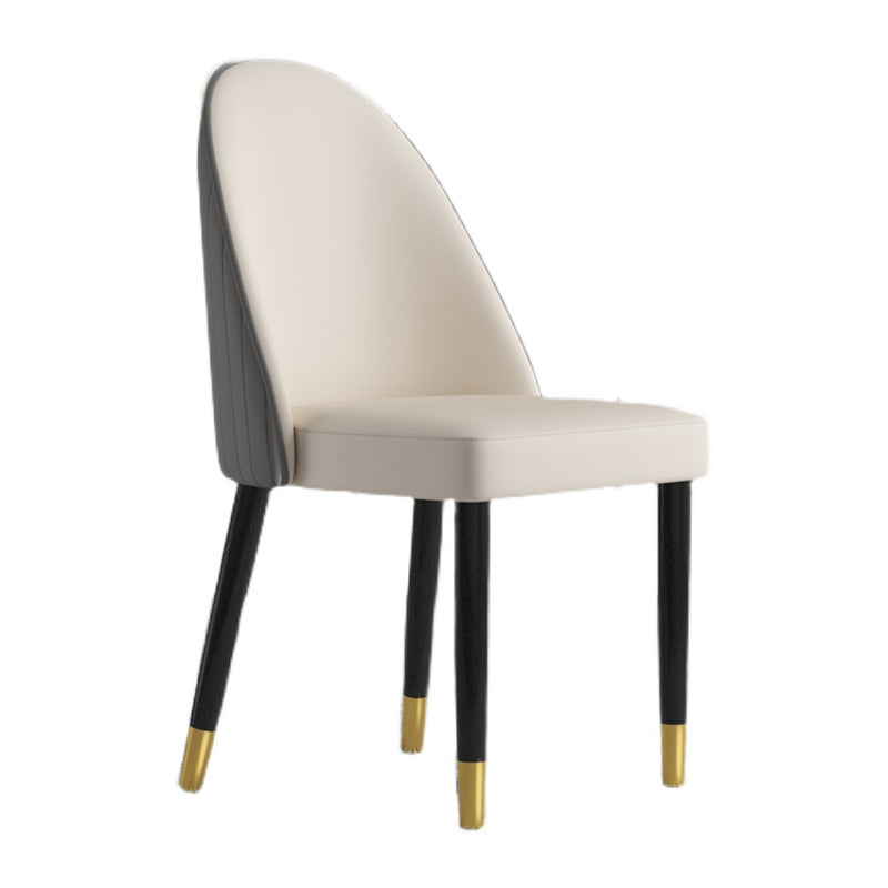 Silla de comedor de estilo escandinavo, silla Parsons acolchada sin brazos de madera (juego de 2)
