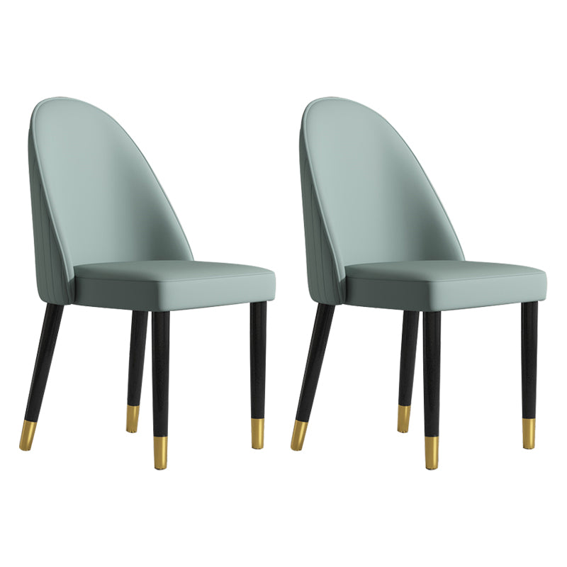 Silla de comedor de estilo escandinavo, silla Parsons acolchada sin brazos de madera (juego de 2)