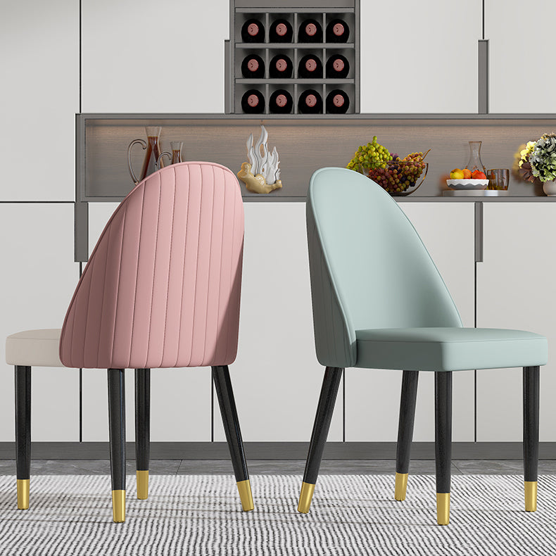 Silla de comedor de estilo escandinavo, silla Parsons acolchada sin brazos de madera (juego de 2)
