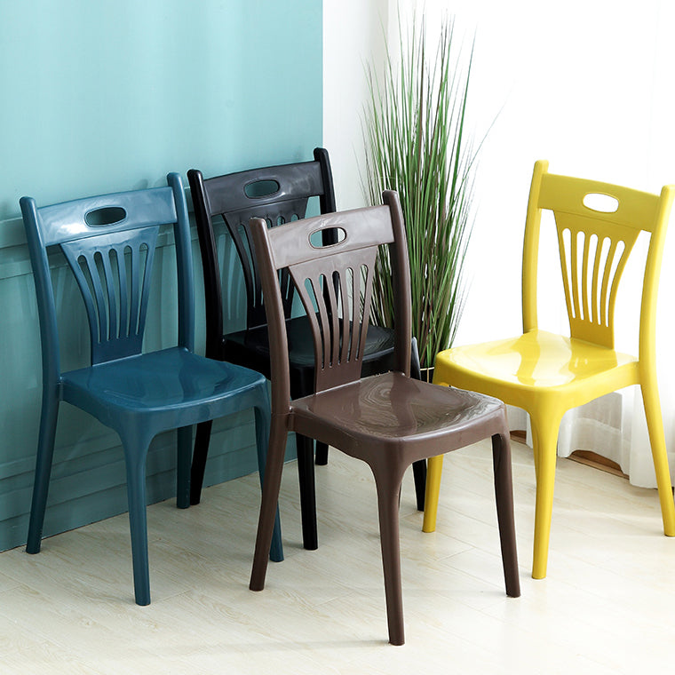 Sillas de comedor de estilo nórdico, silla auxiliar de plástico sin brazos para cocina (juego de 4)