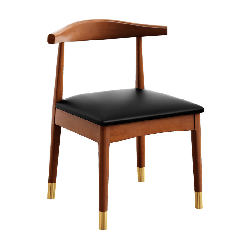 Silla de comedor de madera de estilo escandinavo, silla sin brazos con cuerno de vaca