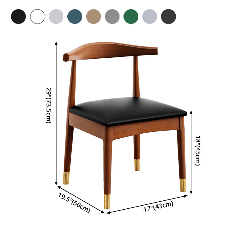 Silla de comedor de madera de estilo escandinavo, silla sin brazos con cuerno de vaca