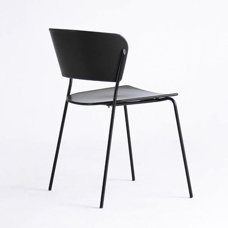 Contemporary Metal Stackable Chairs Kitchen Dining Room Open Back Side Chair