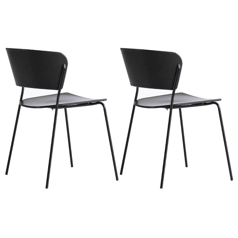 Contemporary Metal Stackable Chairs Kitchen Dining Room Open Back Side Chair