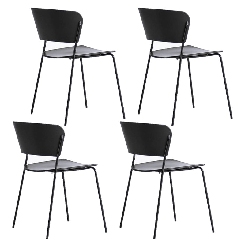 Contemporary Metal Stackable Chairs Kitchen Dining Room Open Back Side Chair