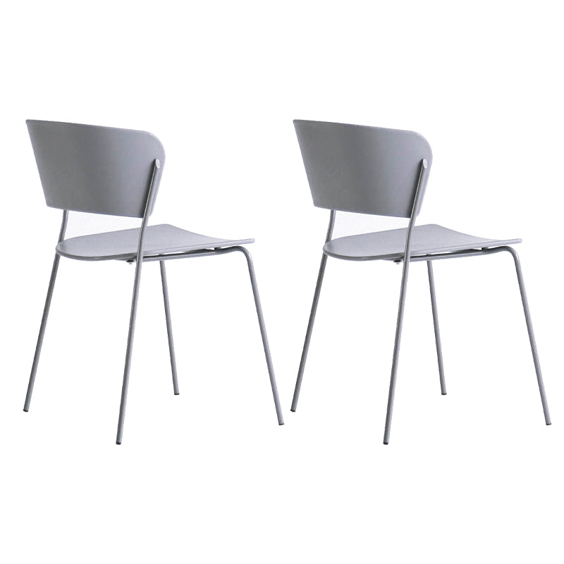 Contemporary Metal Stackable Chairs Kitchen Dining Room Open Back Side Chair