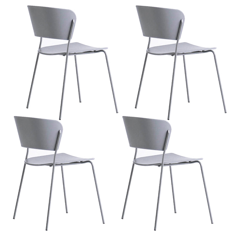 Contemporary Metal Stackable Chairs Kitchen Dining Room Open Back Side Chair