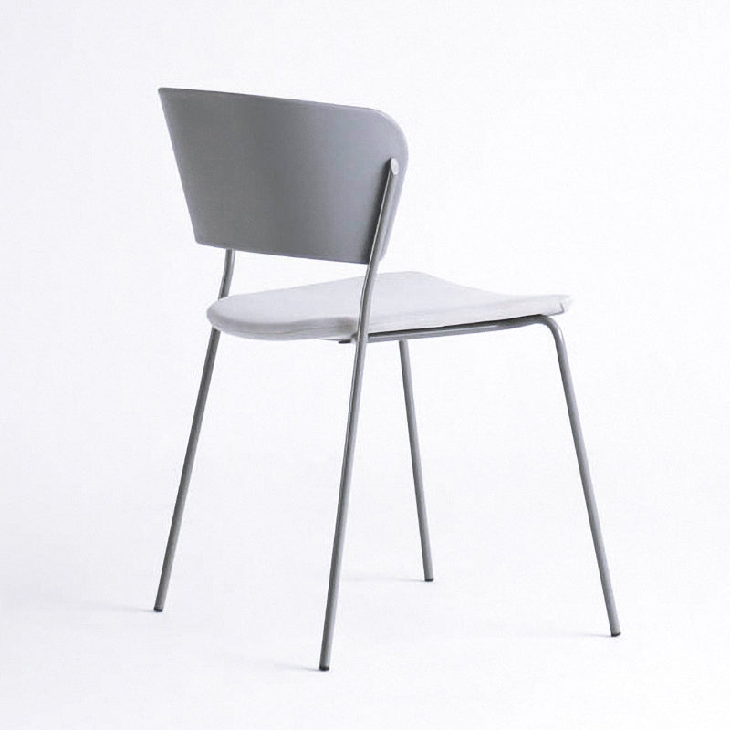 Contemporary Metal Stackable Chairs Kitchen Dining Room Open Back Side Chair