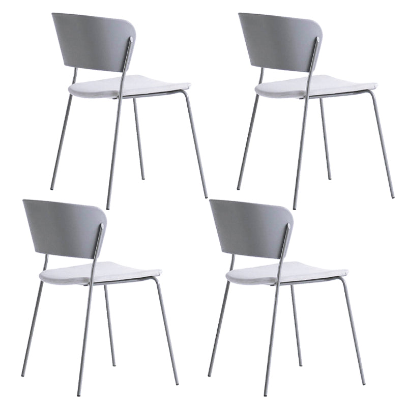 Contemporary Metal Stackable Chairs Kitchen Dining Room Open Back Side Chair