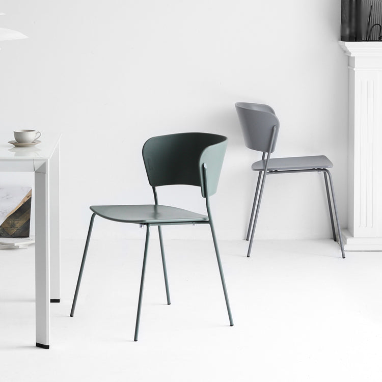 Contemporary Metal Stackable Chairs Kitchen Dining Room Open Back Side Chair