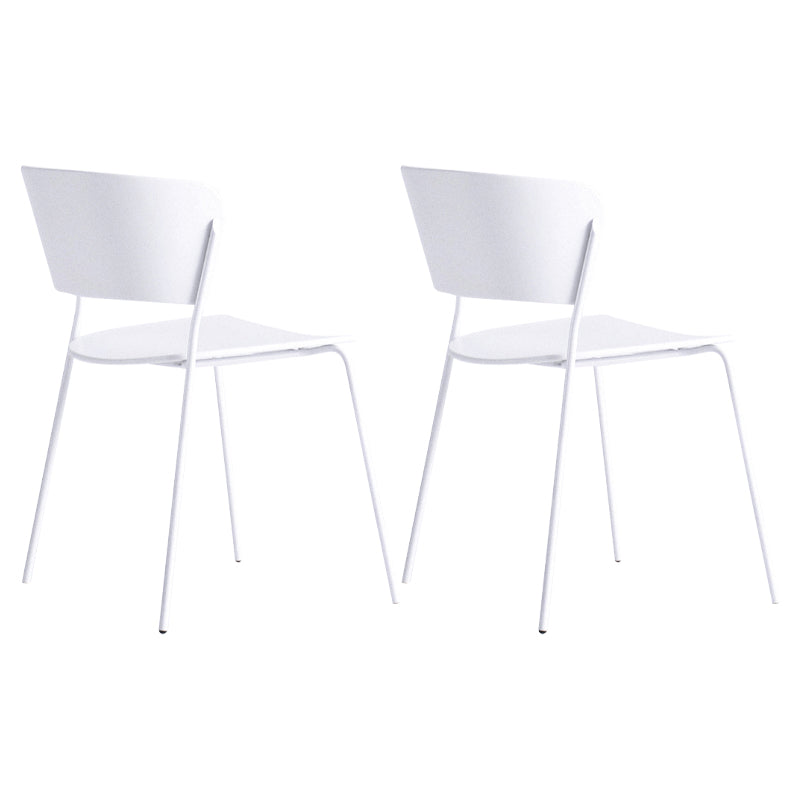 Contemporary Metal Stackable Chairs Kitchen Dining Room Open Back Side Chair