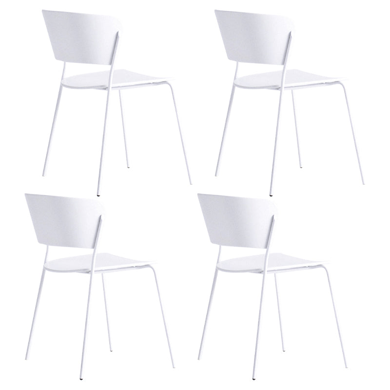 Contemporary Metal Stackable Chairs Kitchen Dining Room Open Back Side Chair
