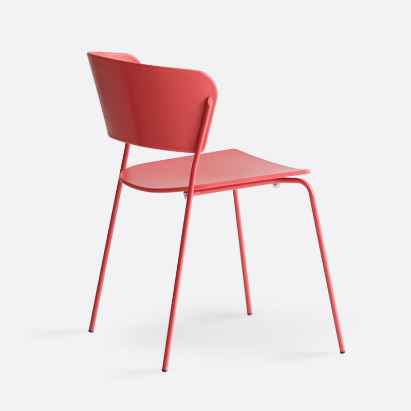 Contemporary Metal Stackable Chairs Kitchen Dining Room Open Back Side Chair