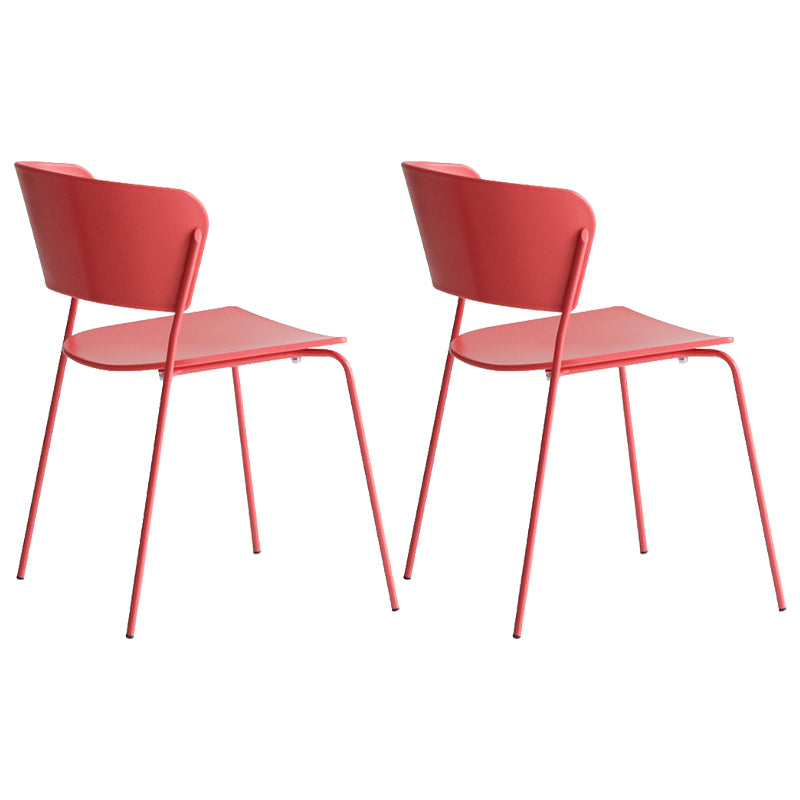 Contemporary Metal Stackable Chairs Kitchen Dining Room Open Back Side Chair
