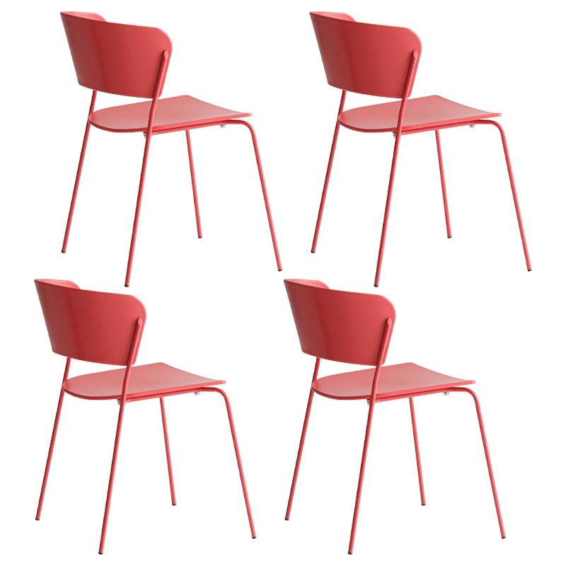 Contemporary Metal Stackable Chairs Kitchen Dining Room Open Back Side Chair