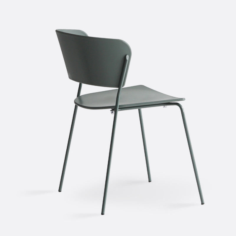 Contemporary Metal Stackable Chairs Kitchen Dining Room Open Back Side Chair