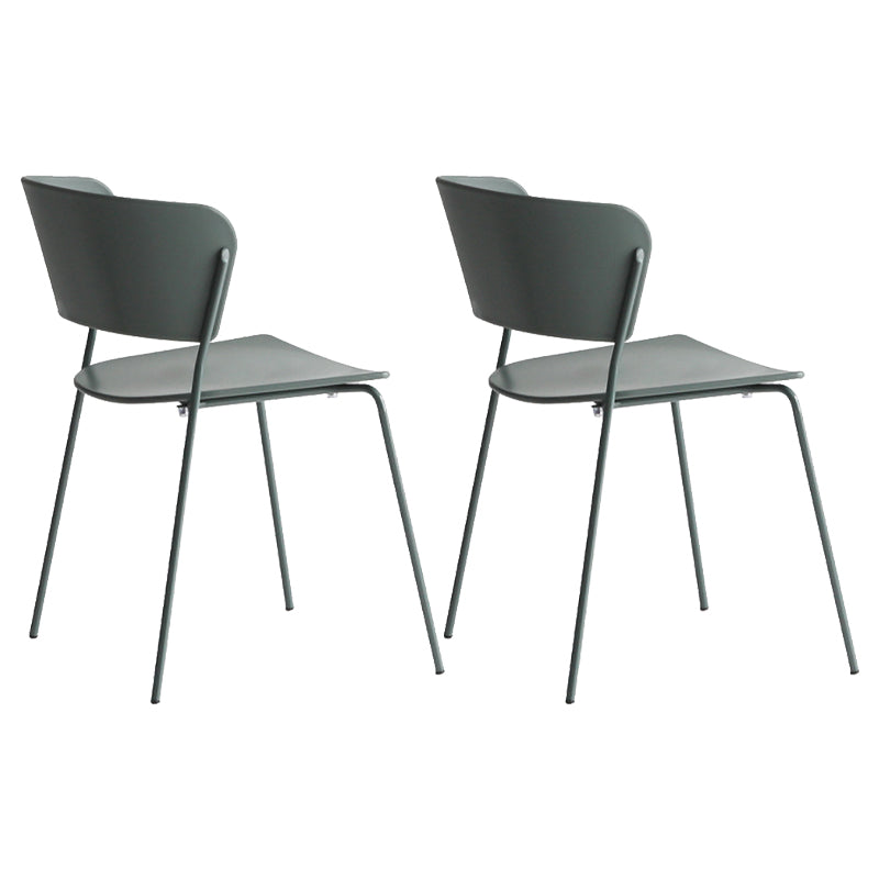 Contemporary Metal Stackable Chairs Kitchen Dining Room Open Back Side Chair