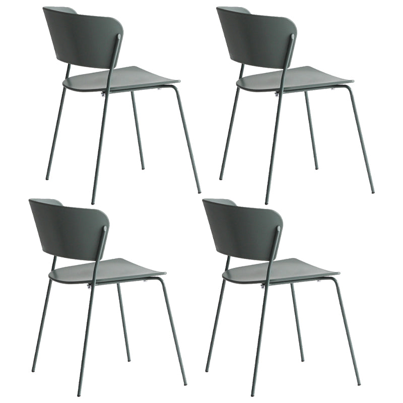 Contemporary Metal Stackable Chairs Kitchen Dining Room Open Back Side Chair