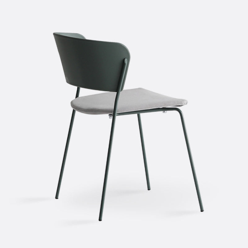 Contemporary Metal Stackable Chairs Kitchen Dining Room Open Back Side Chair