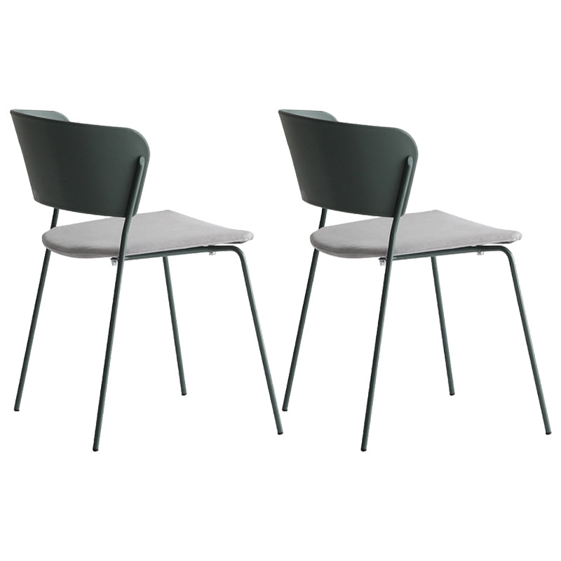 Contemporary Metal Stackable Chairs Kitchen Dining Room Open Back Side Chair