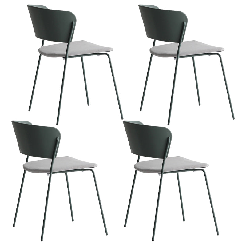 Contemporary Metal Stackable Chairs Kitchen Dining Room Open Back Side Chair