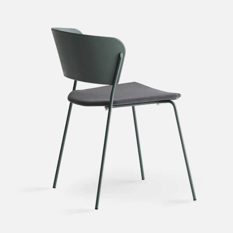 Contemporary Metal Stackable Chairs Kitchen Dining Room Open Back Side Chair