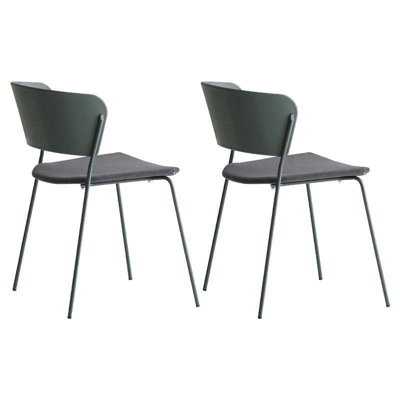 Contemporary Metal Stackable Chairs Kitchen Dining Room Open Back Side Chair