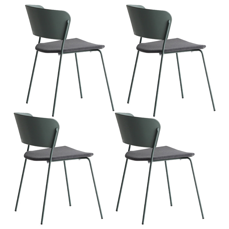 Contemporary Metal Stackable Chairs Kitchen Dining Room Open Back Side Chair