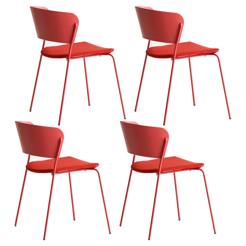 Contemporary Metal Stackable Chairs Kitchen Dining Room Open Back Side Chair