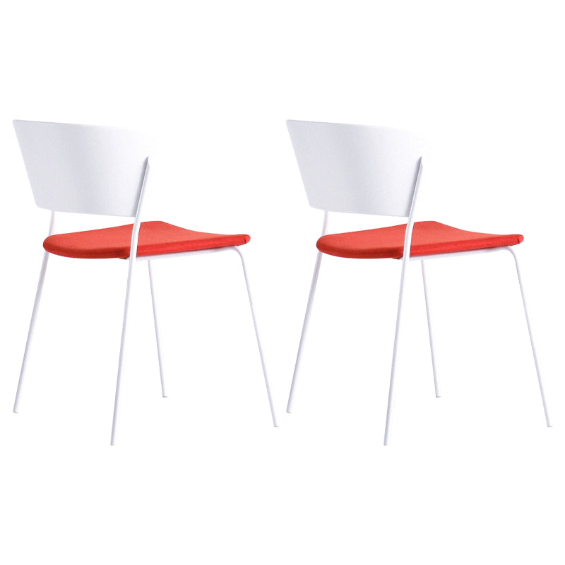 Contemporary Metal Stackable Chairs Kitchen Dining Room Open Back Side Chair