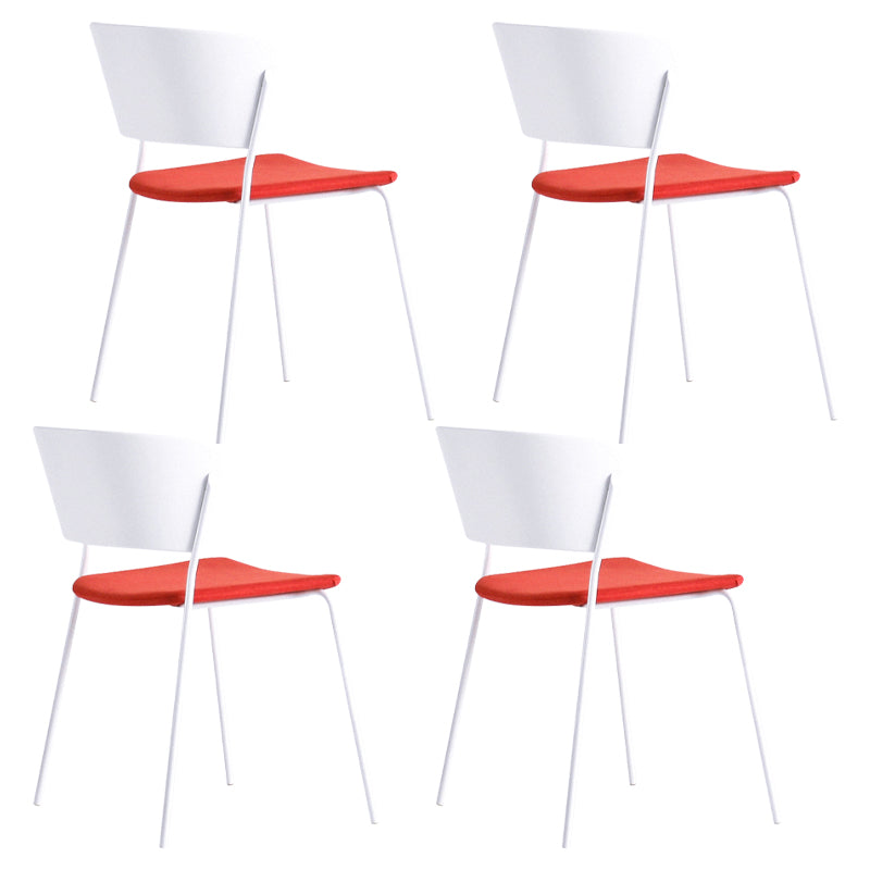 Contemporary Metal Stackable Chairs Kitchen Dining Room Open Back Side Chair