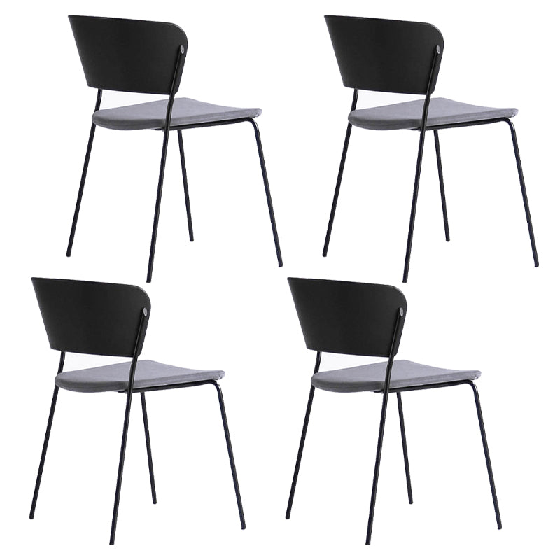 Contemporary Metal Stackable Chairs Kitchen Dining Room Open Back Side Chair