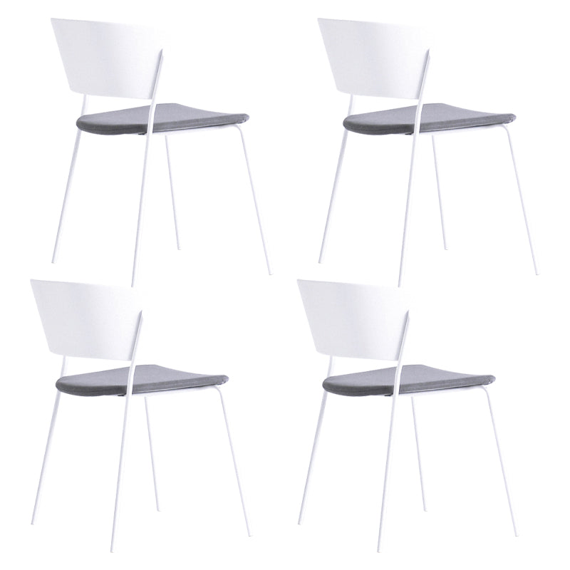 Contemporary Metal Stackable Chairs Kitchen Dining Room Open Back Side Chair