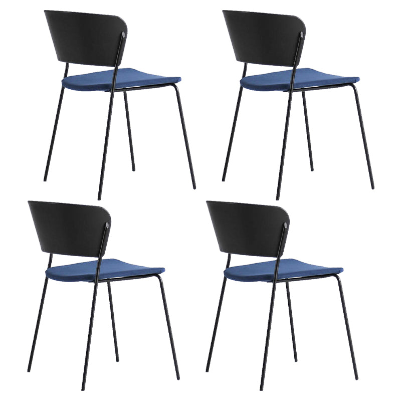 Contemporary Metal Stackable Chairs Kitchen Dining Room Open Back Side Chair