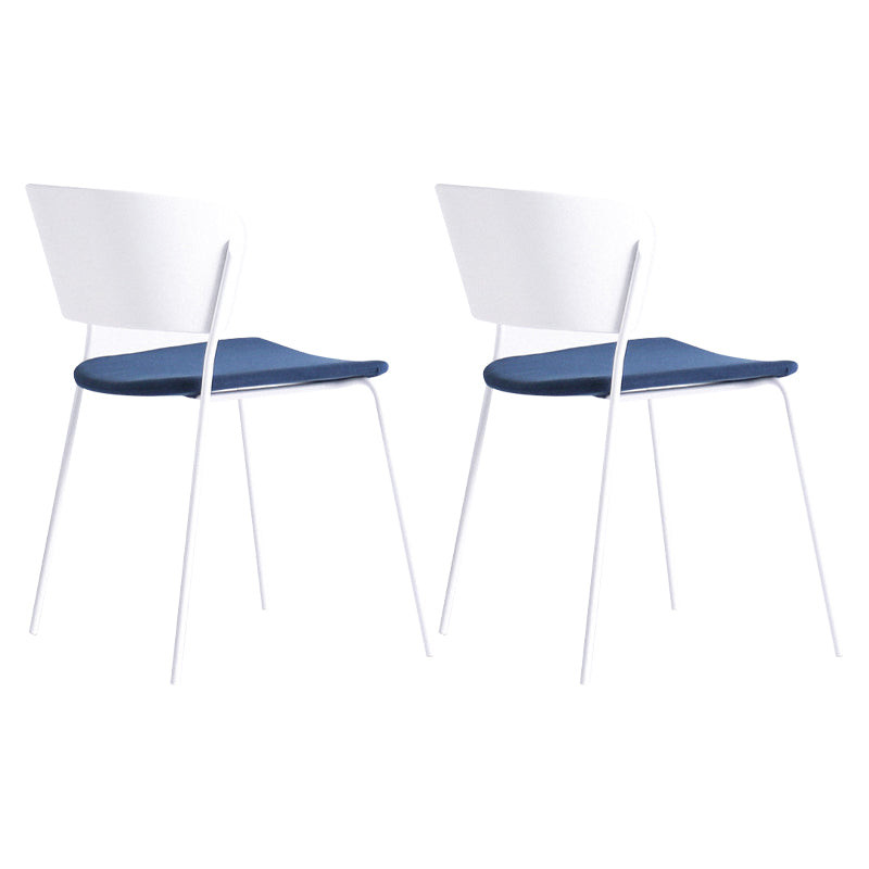 Contemporary Metal Stackable Chairs Kitchen Dining Room Open Back Side Chair