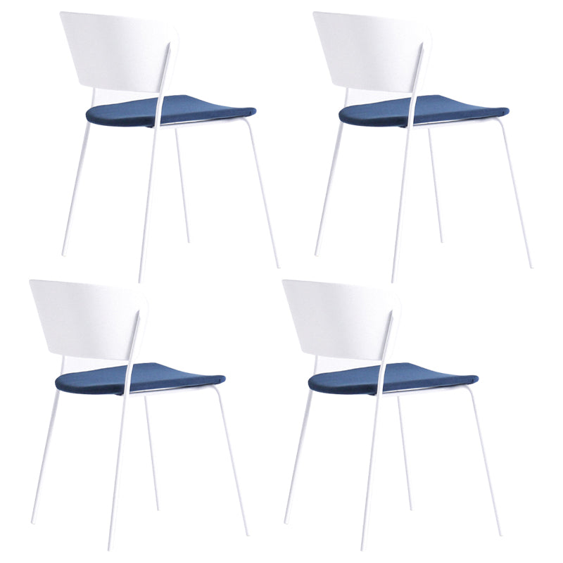 Contemporary Metal Stackable Chairs Kitchen Dining Room Open Back Side Chair