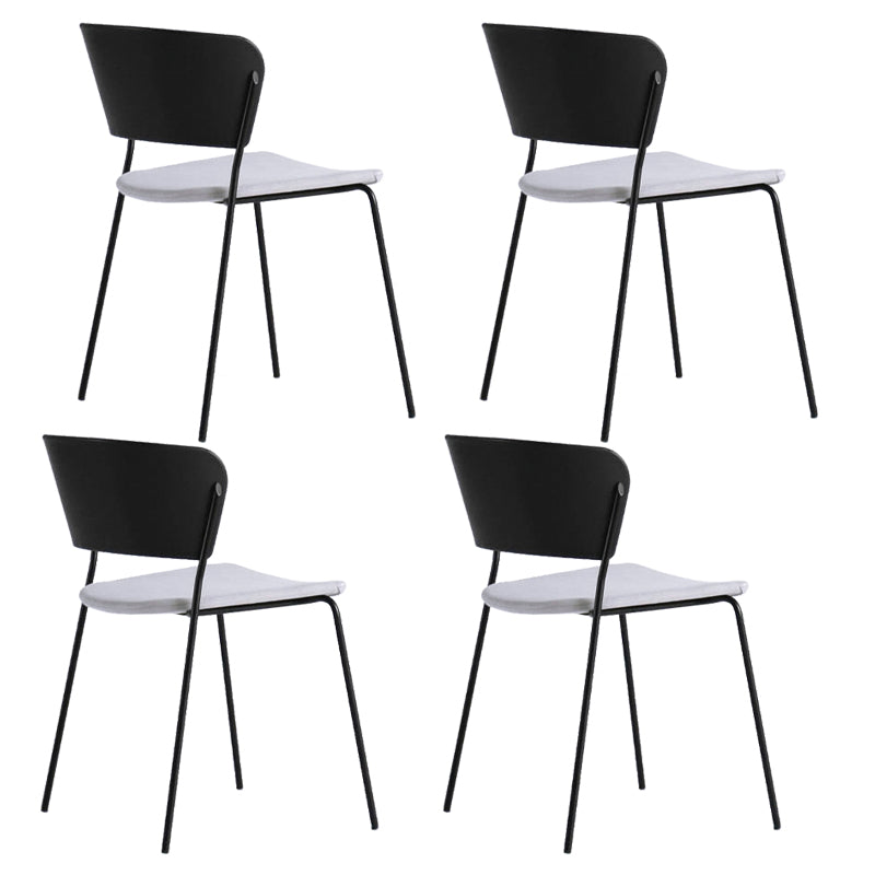 Contemporary Metal Stackable Chairs Kitchen Dining Room Open Back Side Chair