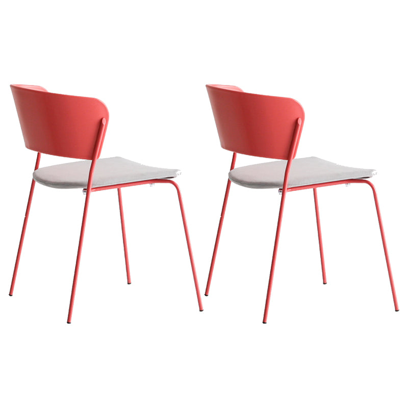 Contemporary Metal Stackable Chairs Kitchen Dining Room Open Back Side Chair