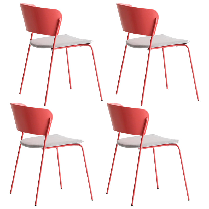Contemporary Metal Stackable Chairs Kitchen Dining Room Open Back Side Chair