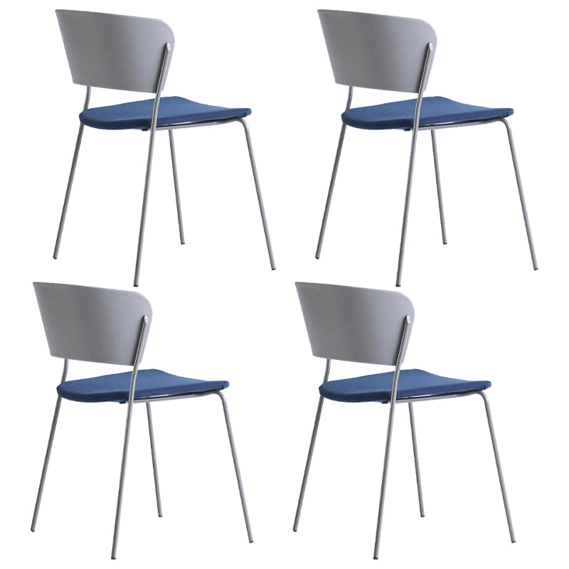 Contemporary Metal Stackable Chairs Kitchen Dining Room Open Back Side Chair