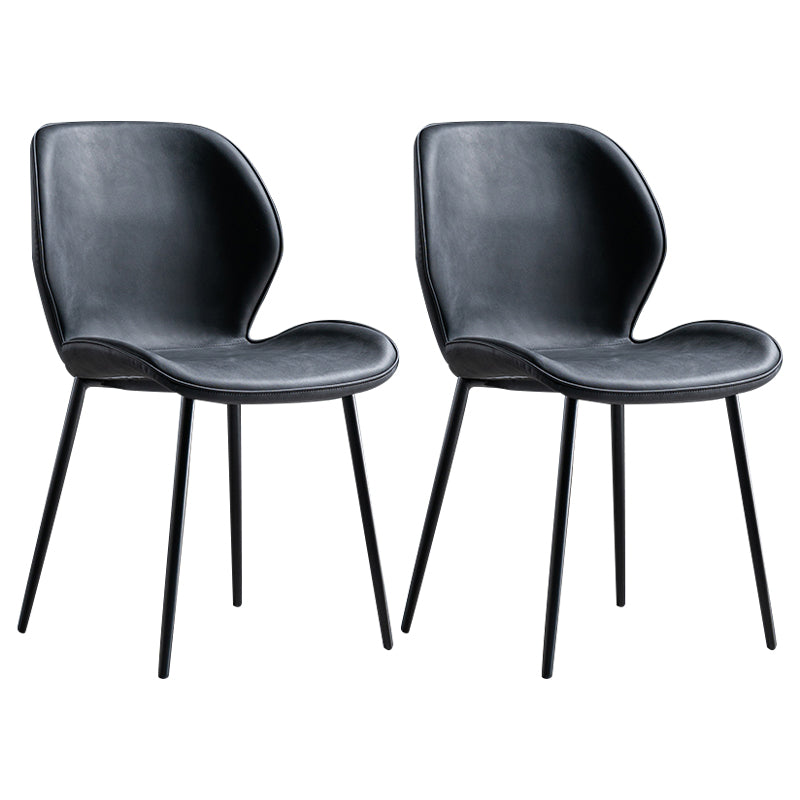 Chaise d'appoint scandinave en cuir avec finition mate et dossier à oreilles (Ensemble de 2)