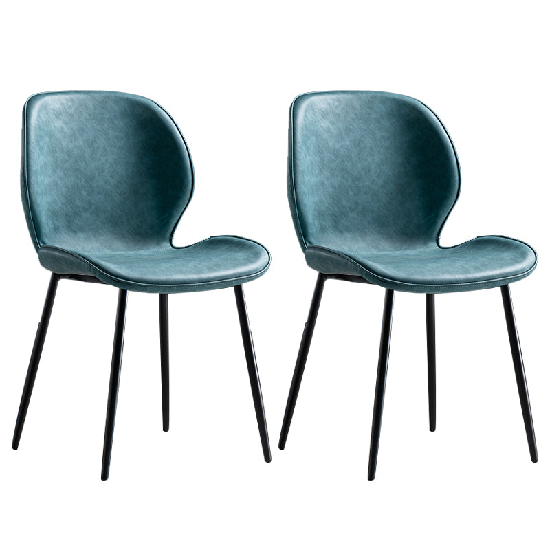 Chaise d'appoint scandinave en cuir avec finition mate et dossier à oreilles (Ensemble de 2)