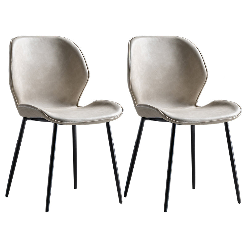 Chaise d'appoint scandinave en cuir avec finition mate et dossier à oreilles (Ensemble de 2)