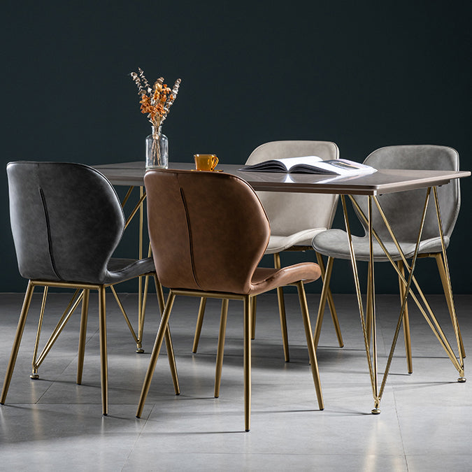 Chaise d'appoint scandinave en cuir avec finition mate et dossier à oreilles (Ensemble de 2)