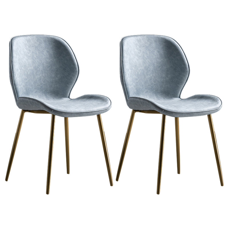 Chaise d'appoint scandinave en cuir avec finition mate et dossier à oreilles (Ensemble de 2)