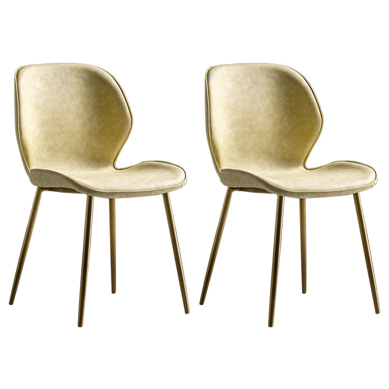 Chaise d'appoint scandinave en cuir avec finition mate et dossier à oreilles (Ensemble de 2)