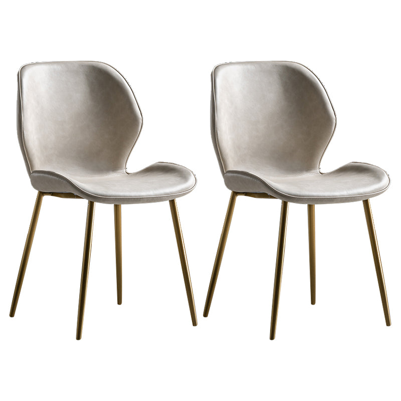 Chaise d'appoint scandinave en cuir avec finition mate et dossier à oreilles (Ensemble de 2)
