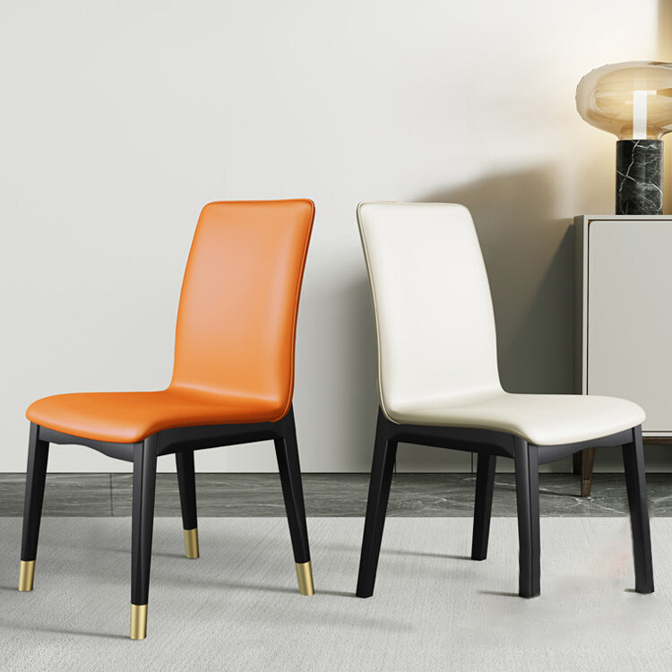Silla de comedor de madera de estilo escandinavo, silla sin brazos con respaldo macizo (juego de 2)