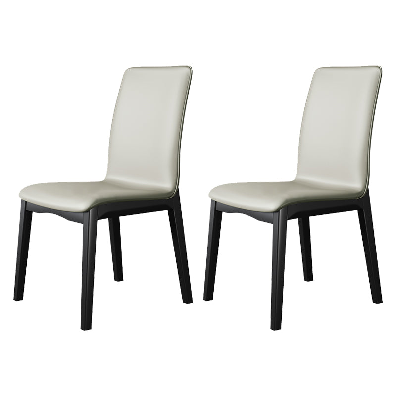 Silla de comedor de madera de estilo escandinavo, silla sin brazos con respaldo macizo (juego de 2)