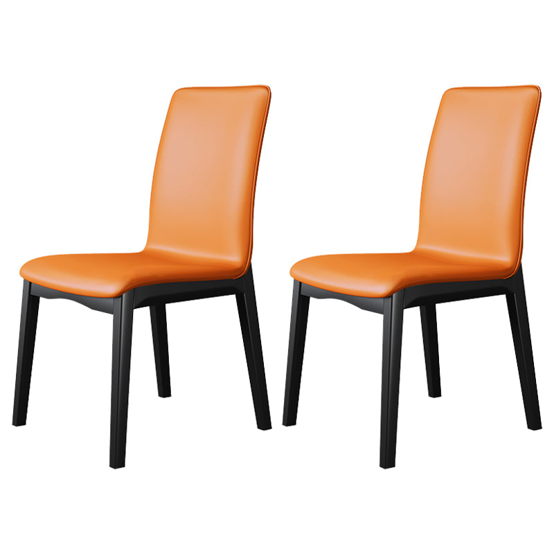 Silla de comedor de madera de estilo escandinavo, silla sin brazos con respaldo macizo (juego de 2)